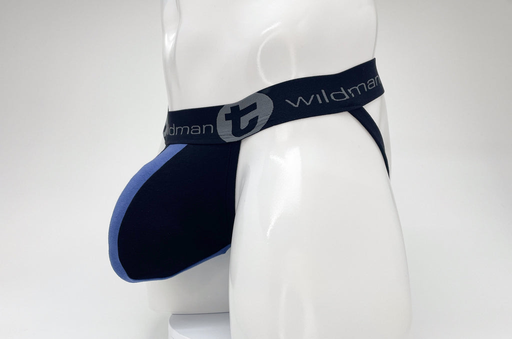 WildmanT Cotton Big Boy Pouch Stripe Jockstrap Black/Royal Blue - DealByEthan.gay loves WildmanT