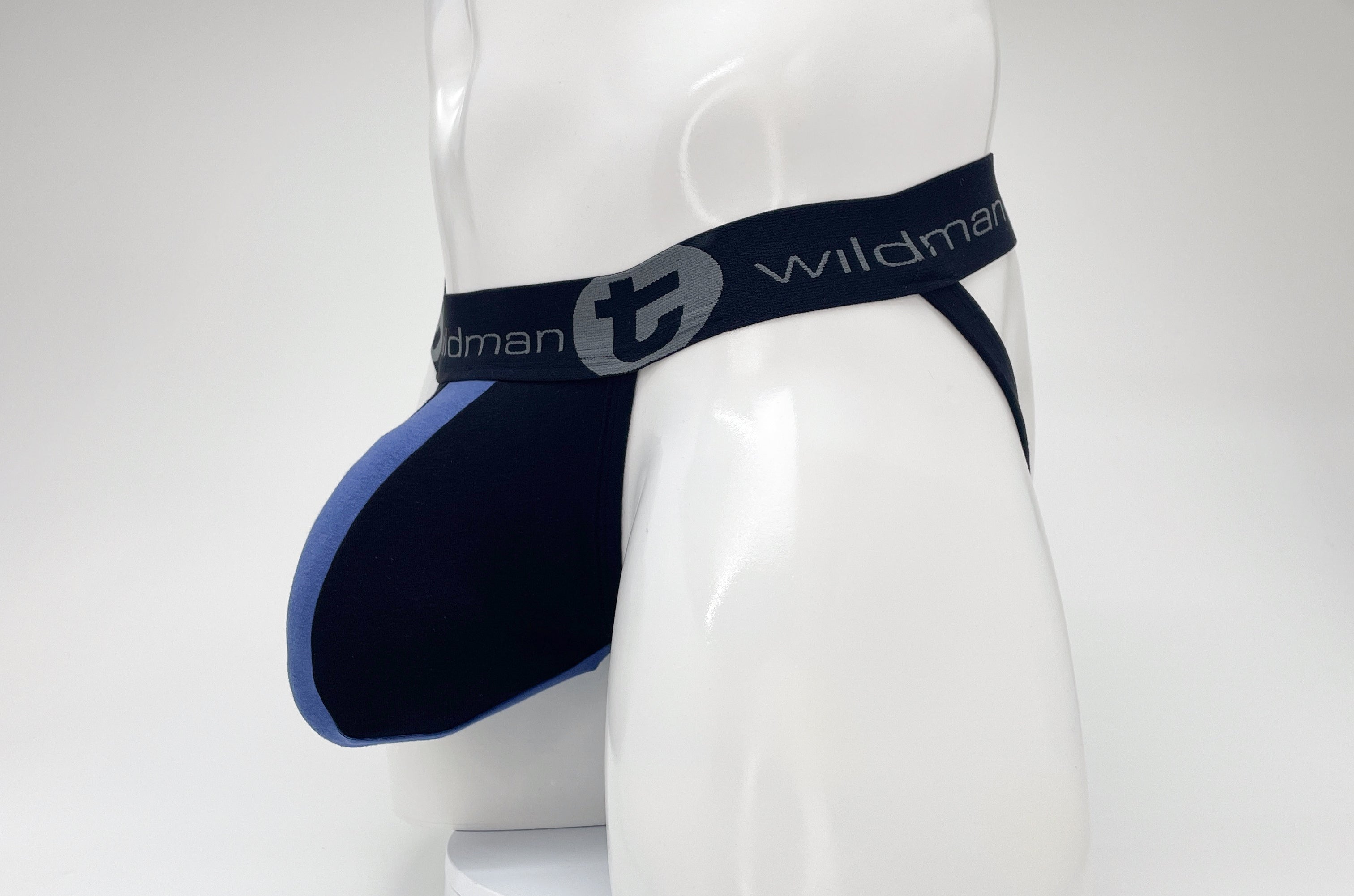 WildmanT Cotton Big Boy Pouch Stripe Jockstrap Black/Royal Blue - DealByEthan.gay loves WildmanT