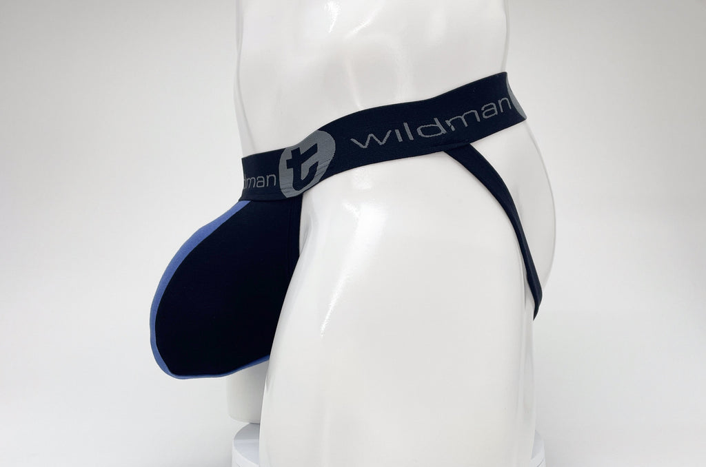 WildmanT Cotton Big Boy Pouch Stripe Jockstrap Black/Royal Blue - DealByEthan.gay loves WildmanT