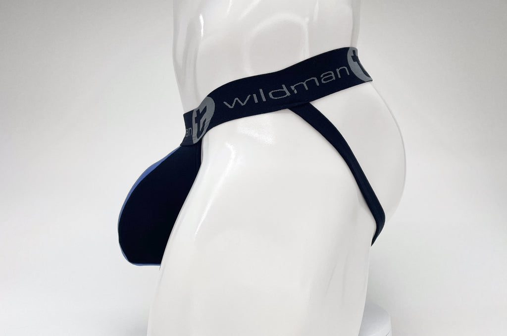 WildmanT Cotton Big Boy Pouch Stripe Jockstrap Black/Royal Blue - DealByEthan.gay loves WildmanT