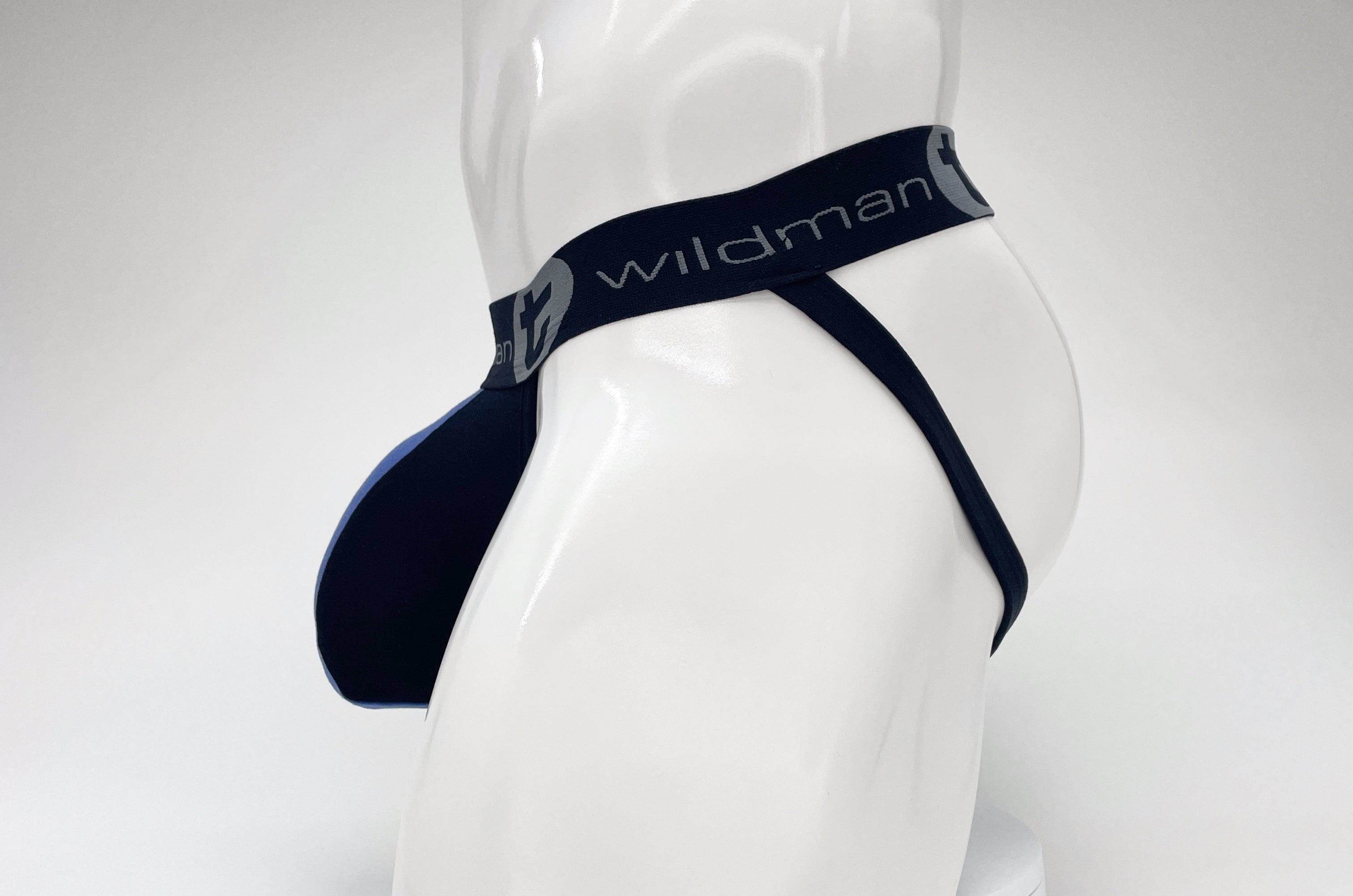 WildmanT Cotton Big Boy Pouch Stripe Jockstrap Black/Royal Blue - DealByEthan.gay loves WildmanT