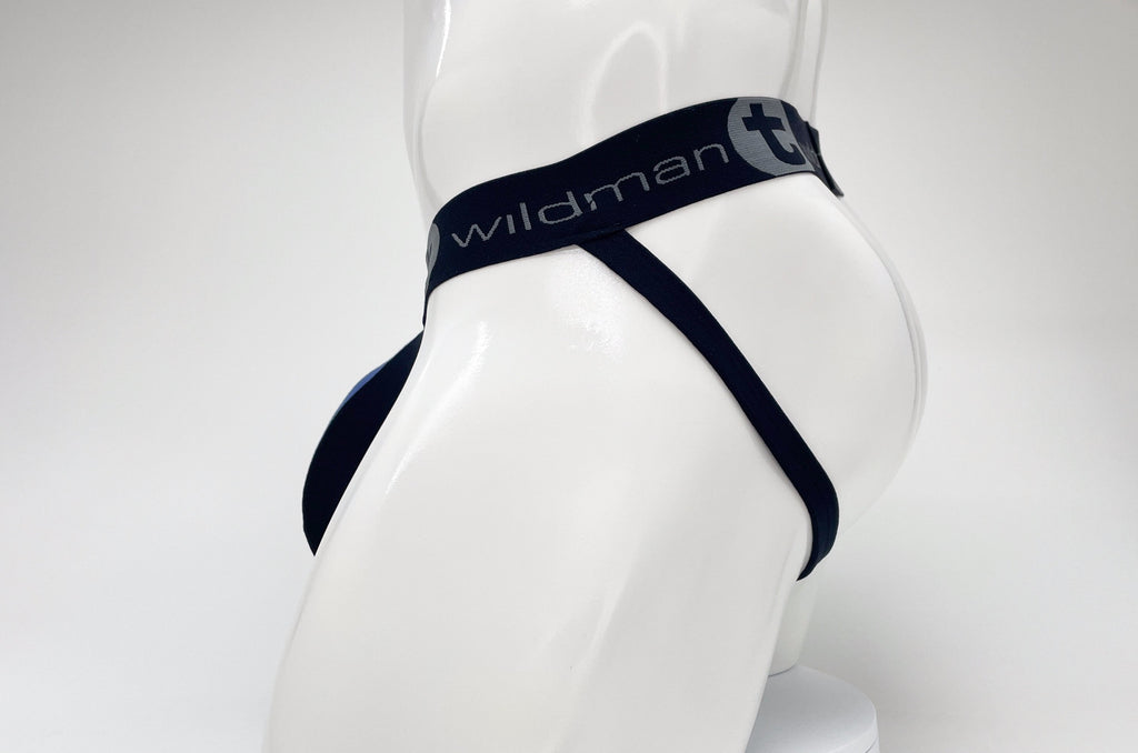 WildmanT Cotton Big Boy Pouch Stripe Jockstrap Black/Royal Blue - DealByEthan.gay loves WildmanT