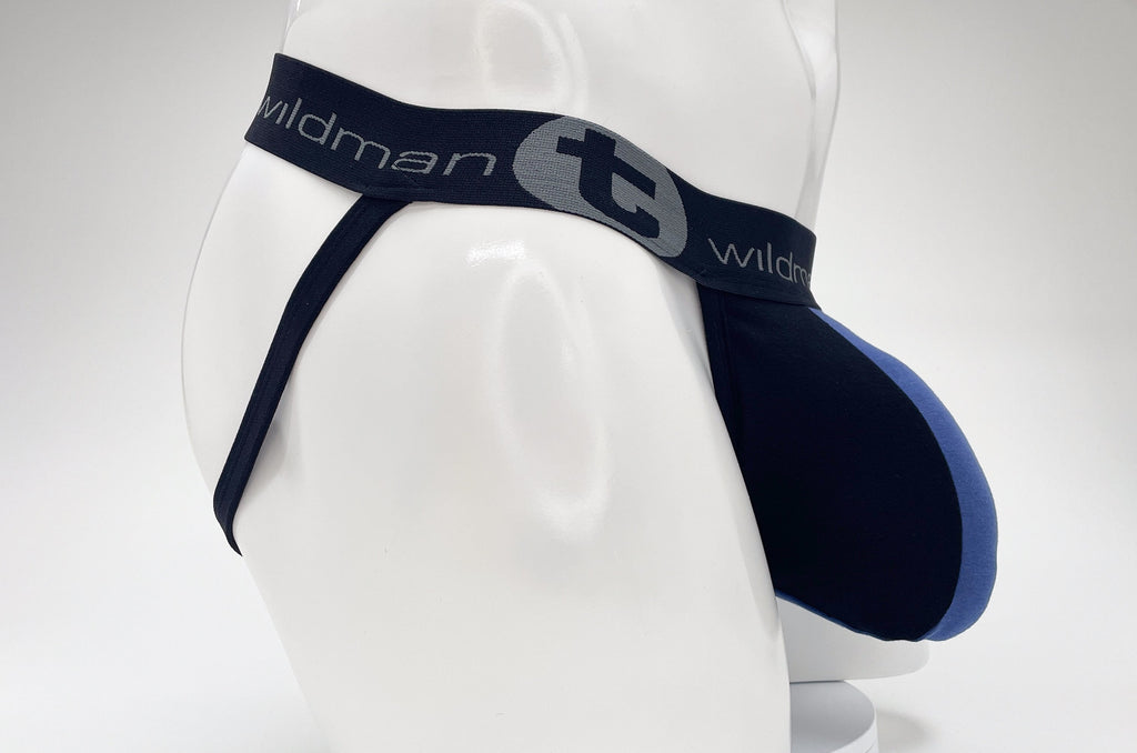 WildmanT Cotton Big Boy Pouch Stripe Jockstrap Black/Royal Blue - DealByEthan.gay loves WildmanT