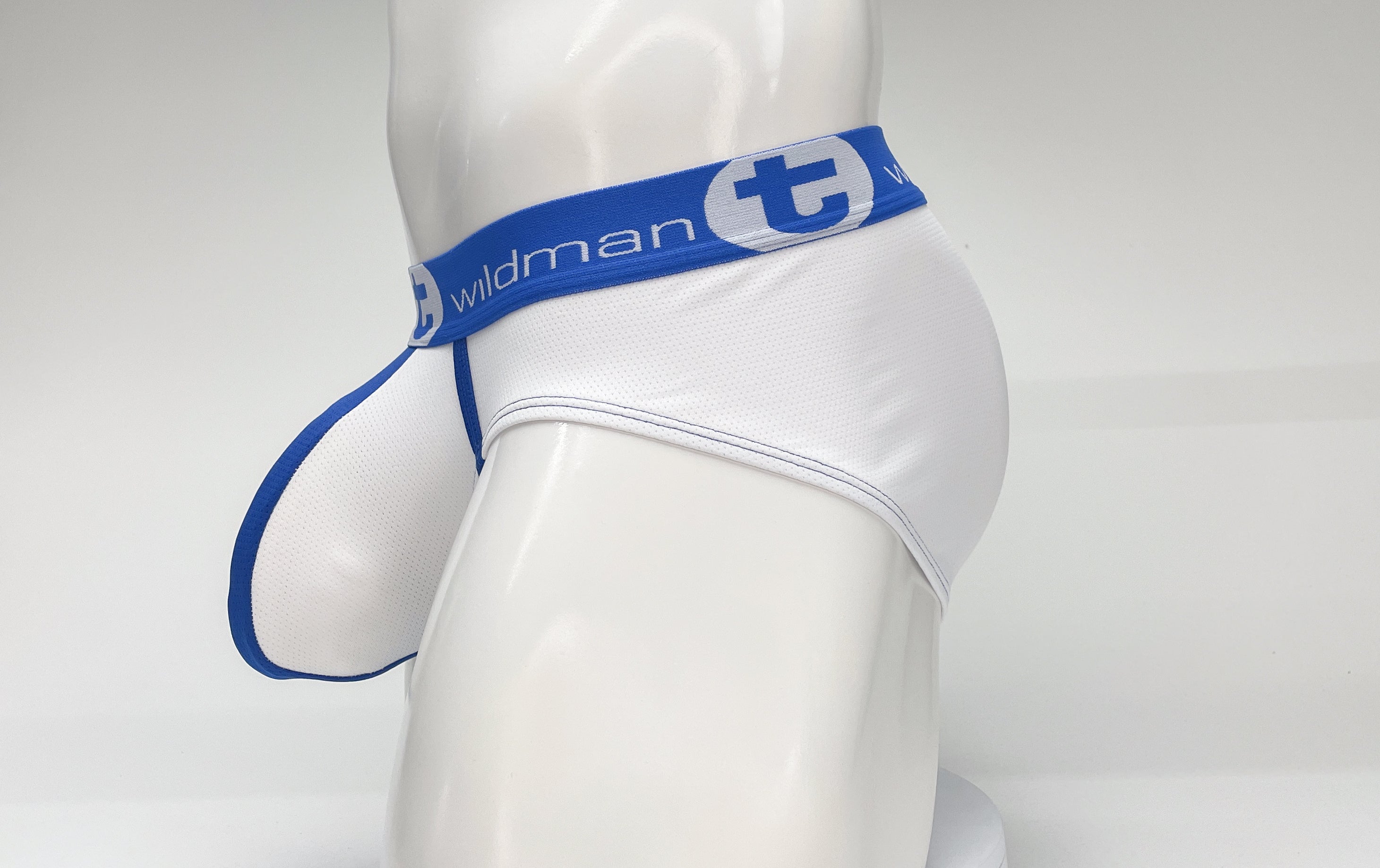 WildmanT Mesh Big Boy Pouch Brief with Stripe White and Blue - DealByEthan.gay loves WildmanT