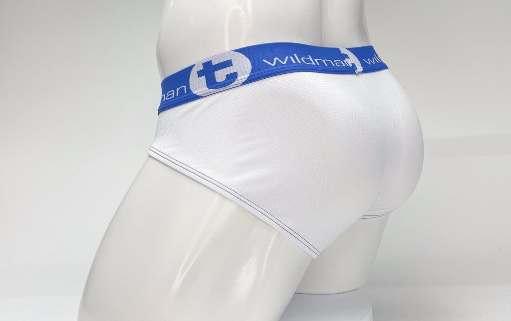 WildmanT Mesh Big Boy Pouch Brief with Stripe White and Blue - DealByEthan.gay loves WildmanT