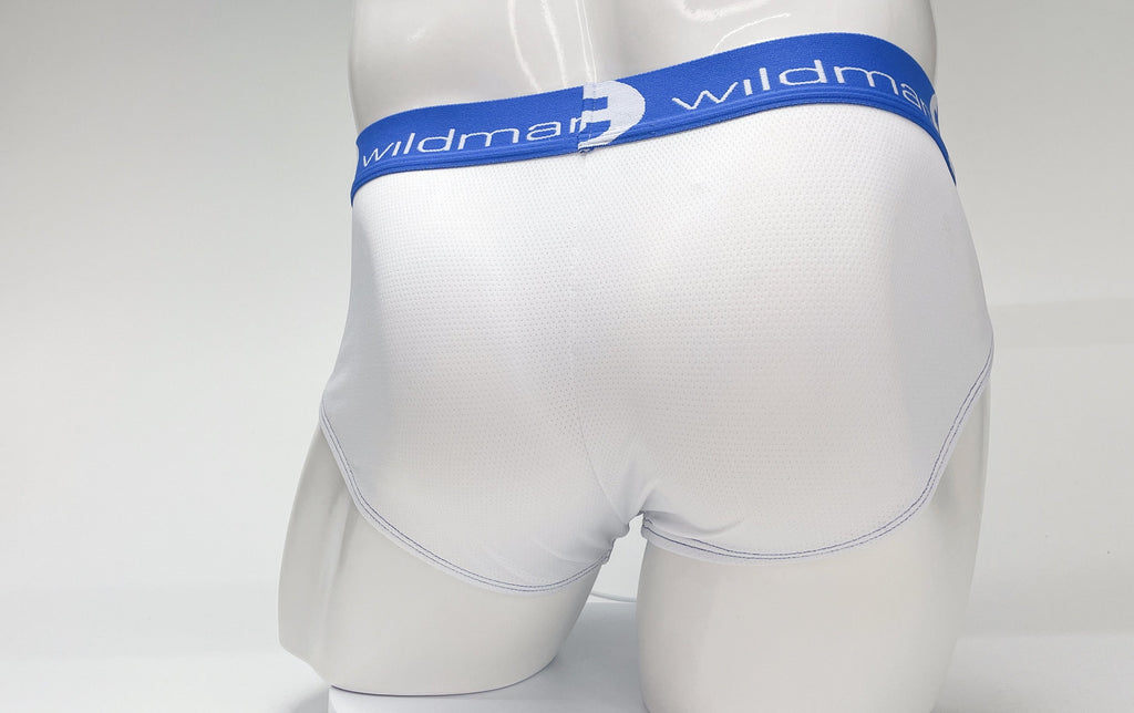 WildmanT Mesh Big Boy Pouch Brief with Stripe White and Blue - DealByEthan.gay loves WildmanT