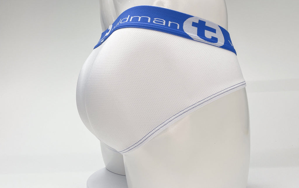 WildmanT Mesh Big Boy Pouch Brief with Stripe White and Blue - DealByEthan.gay loves WildmanT