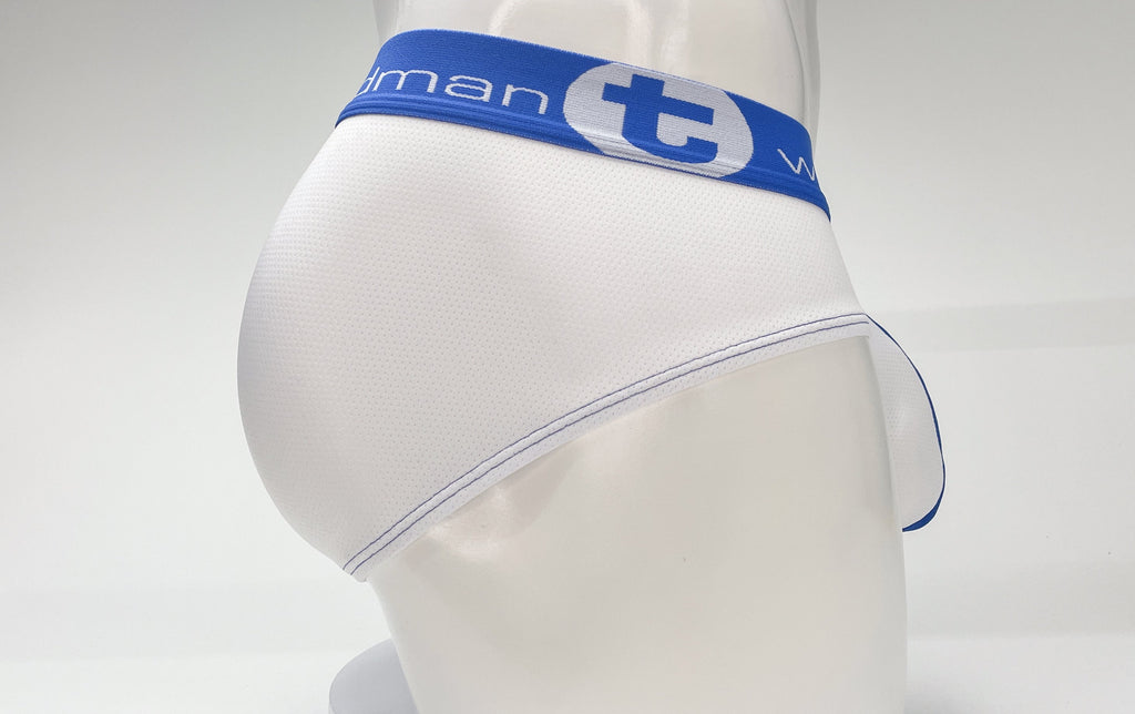 WildmanT Mesh Big Boy Pouch Brief with Stripe White and Blue - DealByEthan.gay loves WildmanT