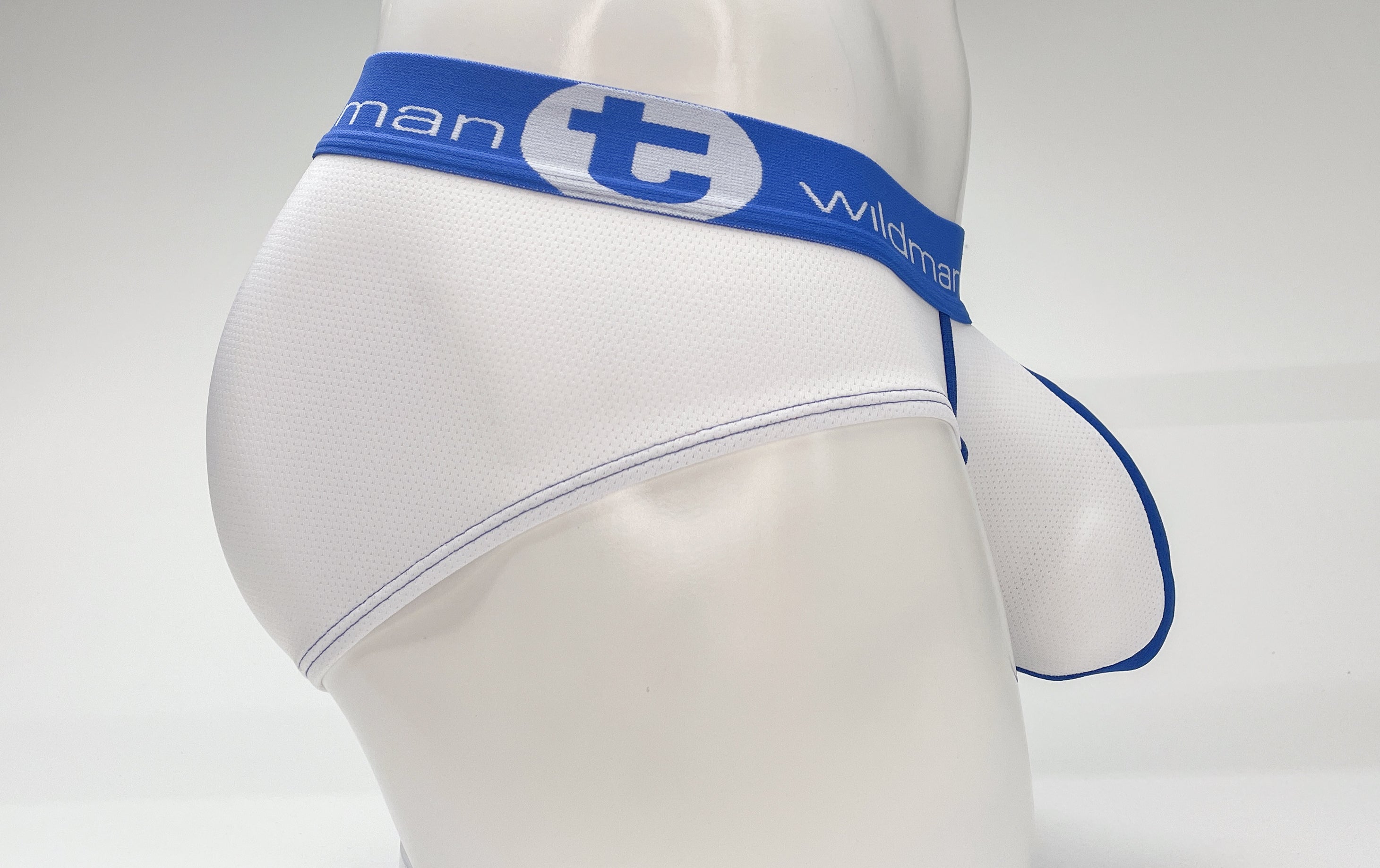 WildmanT Mesh Big Boy Pouch Brief with Stripe White and Blue - DealByEthan.gay loves WildmanT