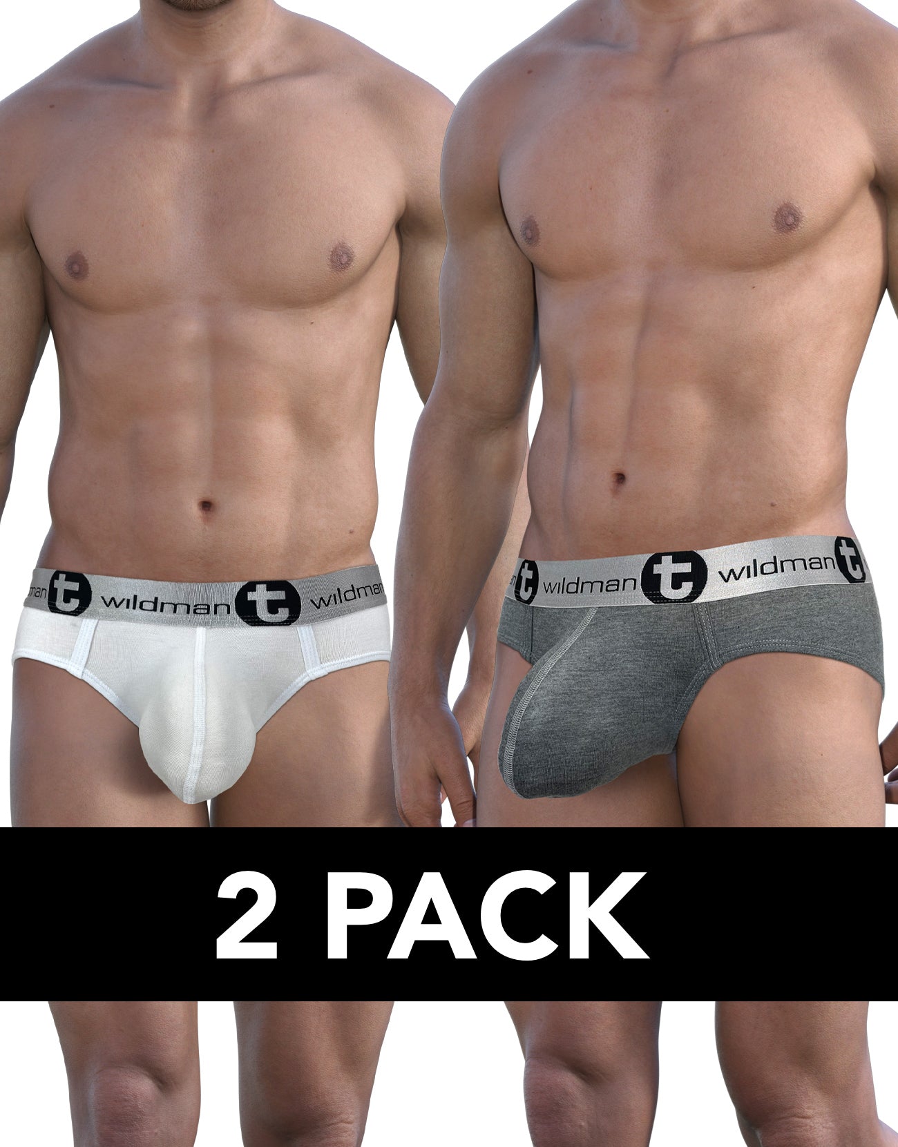 WildmanT Modal Big Boy Pouch Brief White/Gray 2-Pack - DealByEthan.gay loves WildmanT
