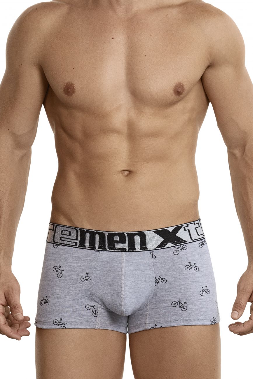 Xtremen 51437C Cycling Print Boxer Briefs Color Light Gray - DealByEthan.gay loves Xtremen