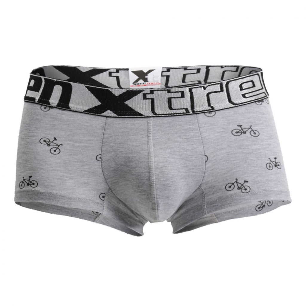 Xtremen 51437C Cycling Print Boxer Briefs Color Light Gray - DealByEthan.gay loves Xtremen
