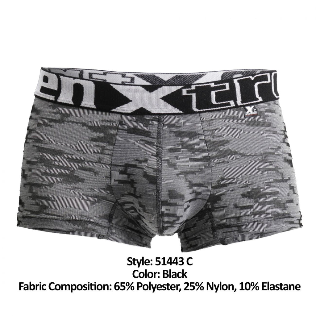 Xtremen 51443C Jacquard Camouflage Boxer Briefs Color Black - DealByEthan.gay loves Xtremen