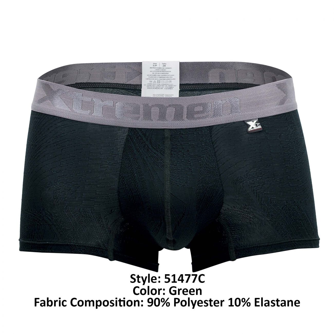 Xtremen 51477C Microfiber Jacquard Trunks Color Green - DealByEthan.gay loves Xtremen