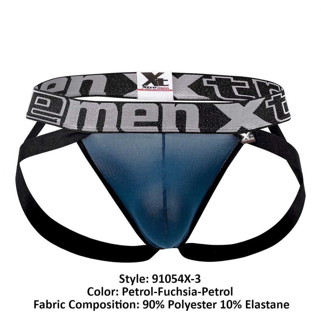 Xtremen 91054X-3 3PK Jockstrap Color Petrol-Fuchsia-Petrol - DealByEthan.gay loves Xtremen