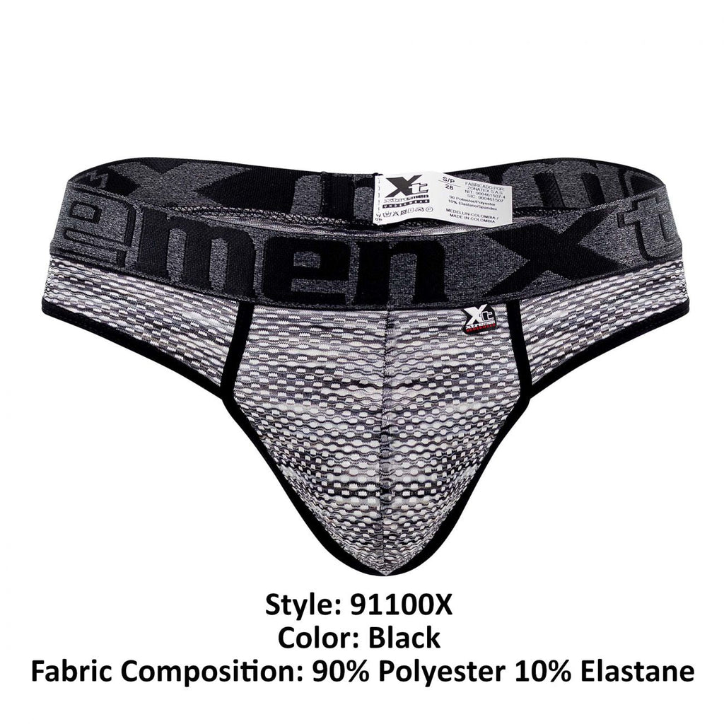 Xtremen 91100X Microfiber Mesh Thongs Color Black - DealByEthan.gay loves Xtremen