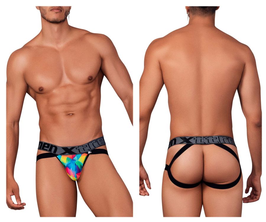 Xtremen 91148 Printed Microfiber Jockstrap Color Rainbow Prism - DealByEthan.gay loves Xtremen