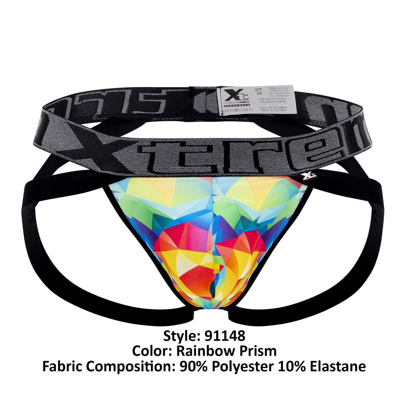 Xtremen 91148 Printed Microfiber Jockstrap Color Rainbow Prism - DealByEthan.gay loves Xtremen