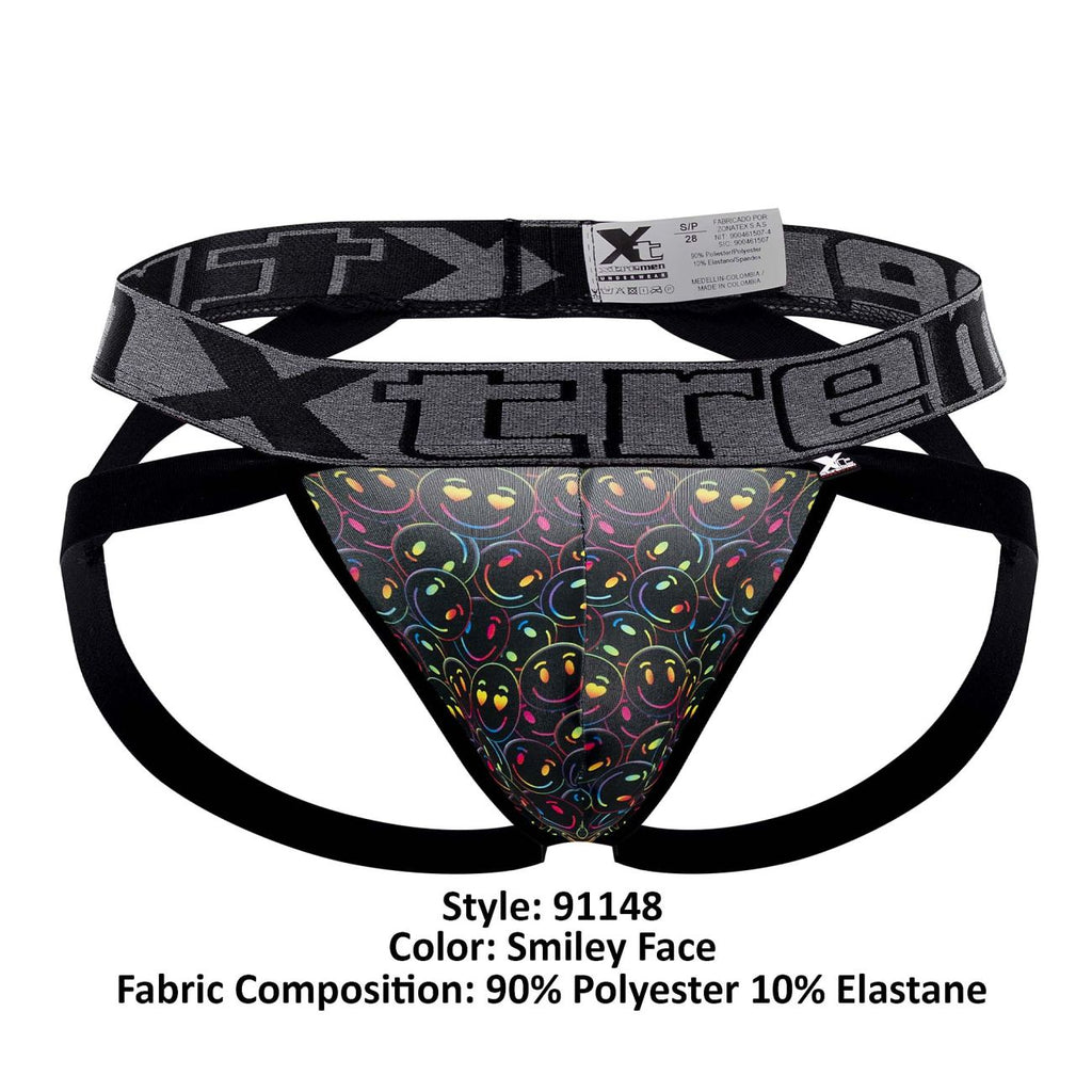 Xtremen 91148 Printed Microfiber Jockstrap Color Smiley Face - DealByEthan.gay loves Xtremen