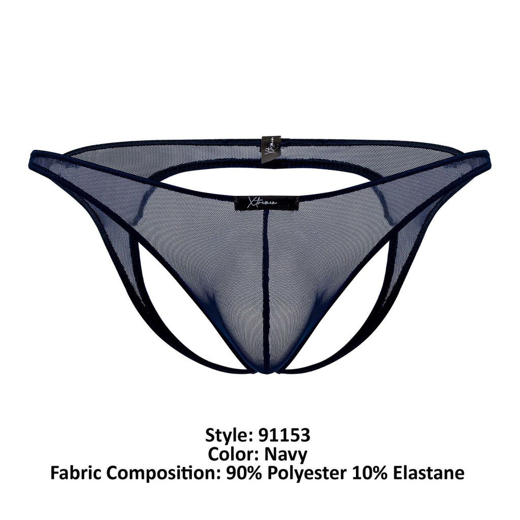 Xtremen 91153 Tulle mesh Jockstrap Color Navy - DealByEthan.gay loves Xtremen