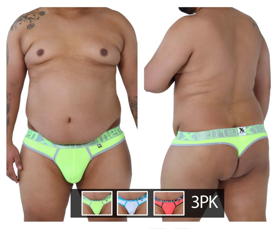 Xtremen 91031X-3 3er-Pack Tangas Farbe Grün-Weiß-Fuchsia