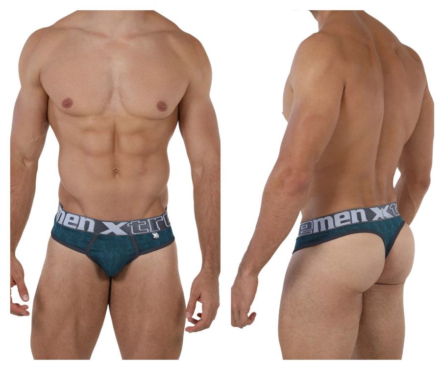 Tanga de microfibra Jacquard Xtremen 91073 Color Jade