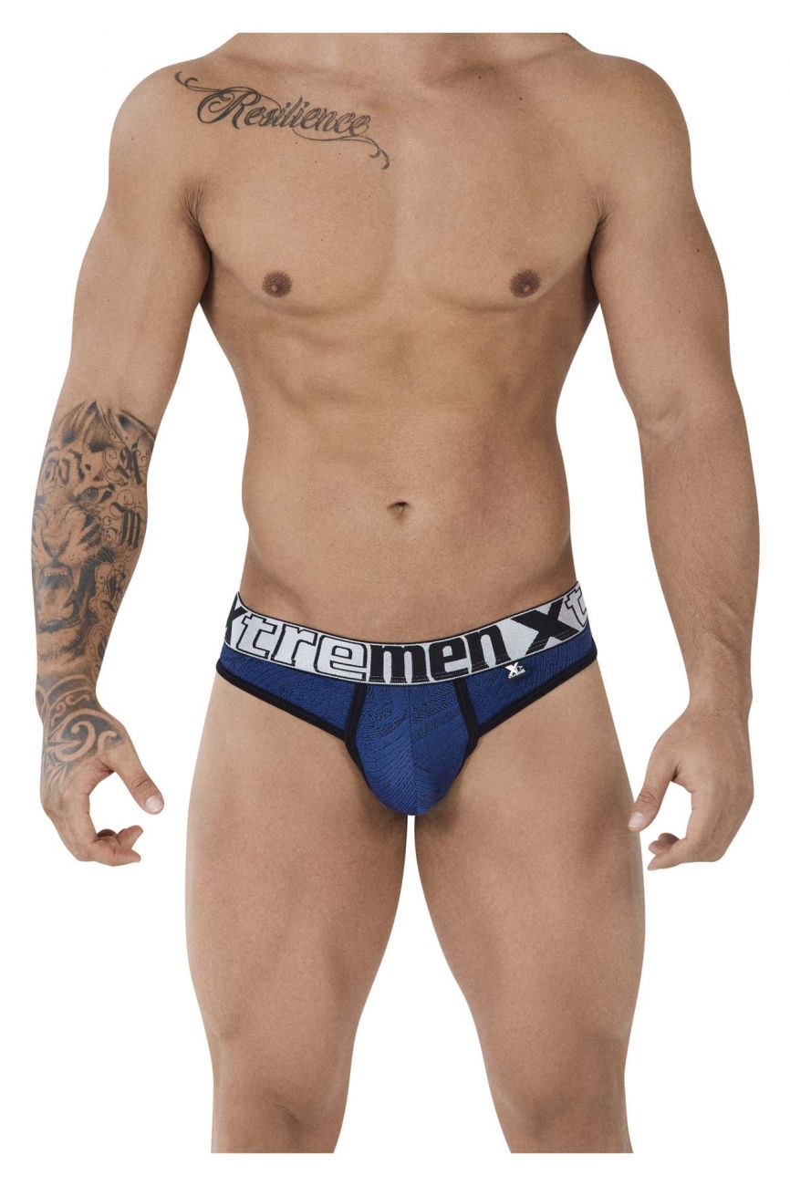 Tanga de microfibra Jacquard Xtremen 91087 Color Azul