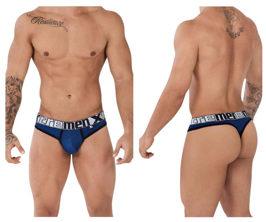 Tanga de microfibra Jacquard Xtremen 91087 Color Azul