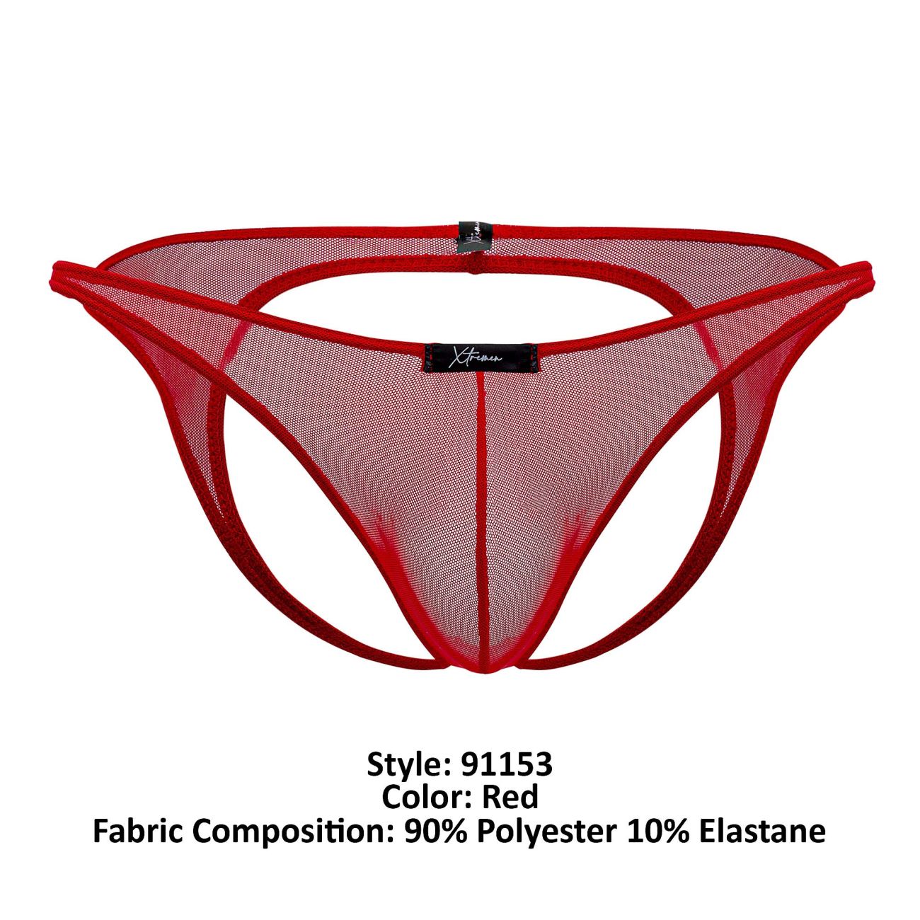 Xtremen 91153 Jockstrap de malla de tul Color Rojo