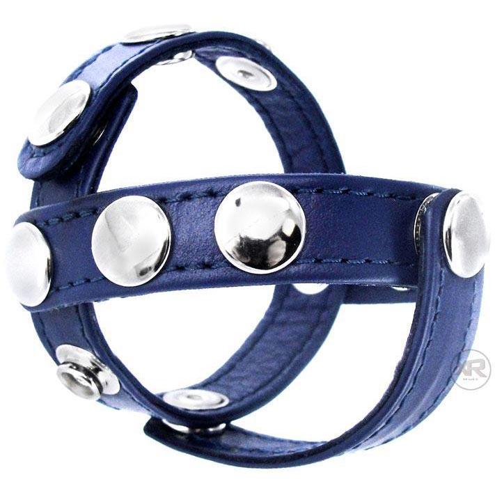 Cobalt Blue Leather Cock and Ball Harness - DealByEthan.gay