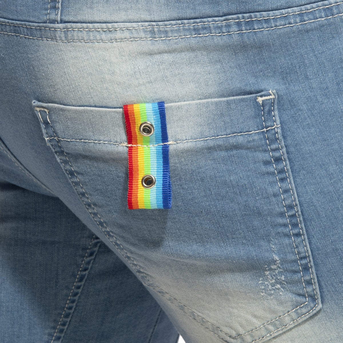 RAINBOW TAPE JEAN SHORT - DealByEthan.gay