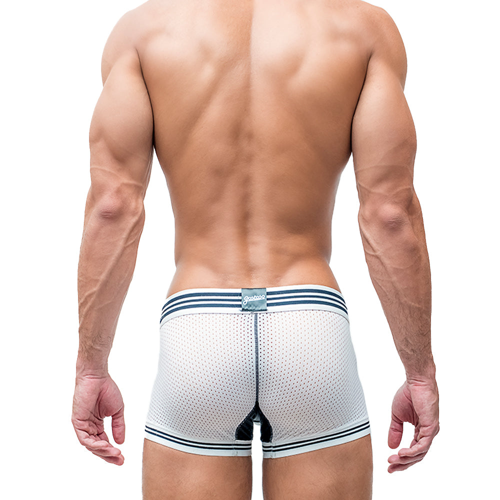 Ropa interior Gostoso - Calzoncillos tipo bóxer de malla color blanco