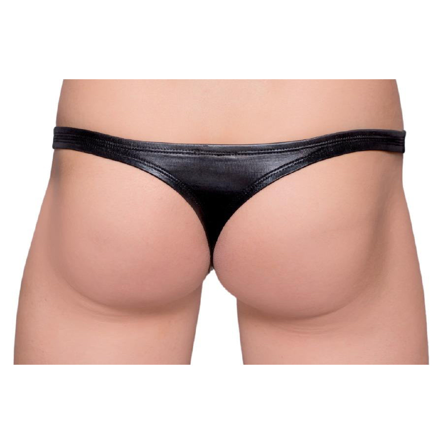 Tartarus Coated Low Rise Faux Leather Thong