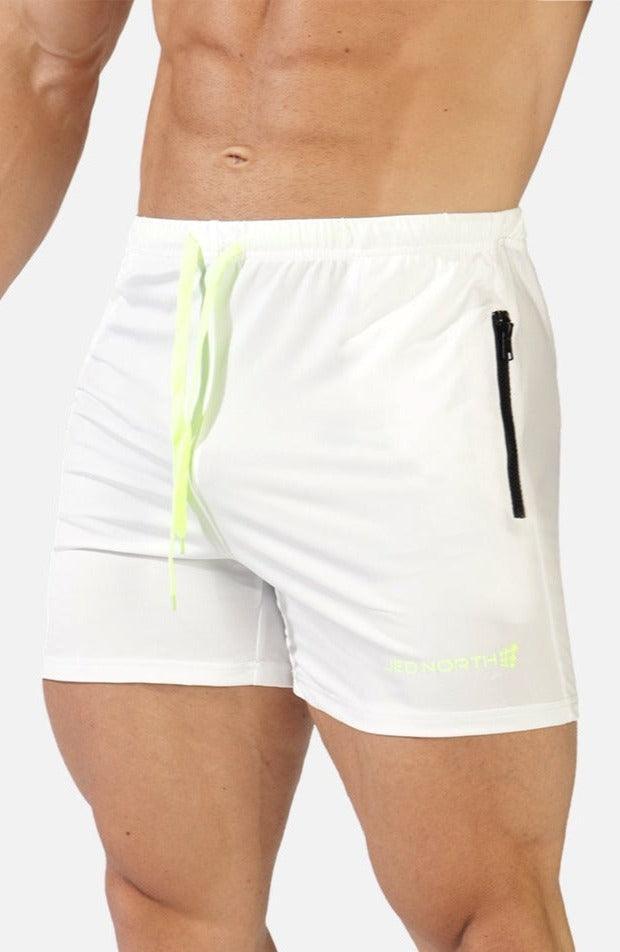 Agile Bodybuilding 4'' Shorts w Zipper Pockets - Off White