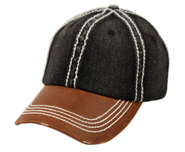 DISTRESSED WASHED DENIM TWO TONE CAP - DealByEthan.gay