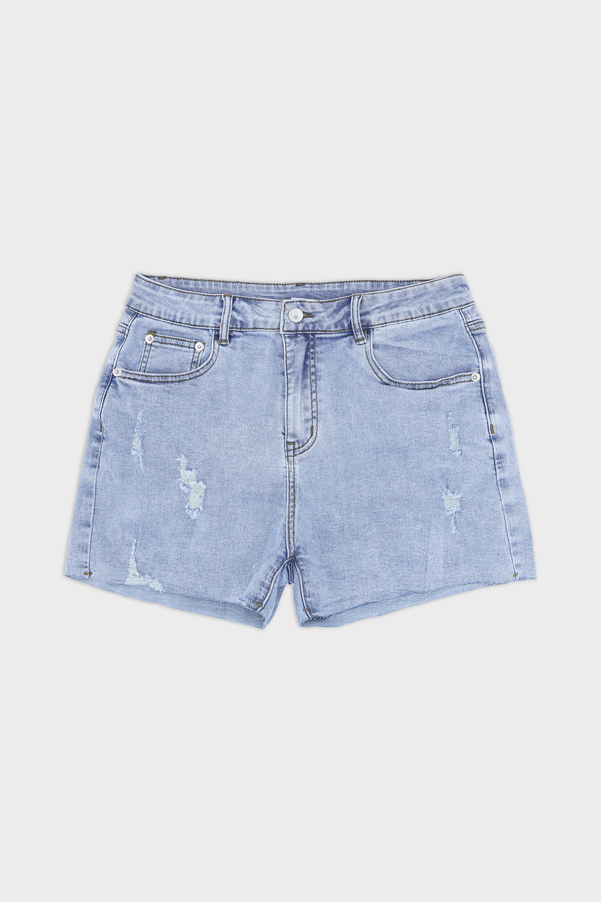 Rockstar Denim Raw Cut Short Shorts - Light Wash - DealByEthan.gay