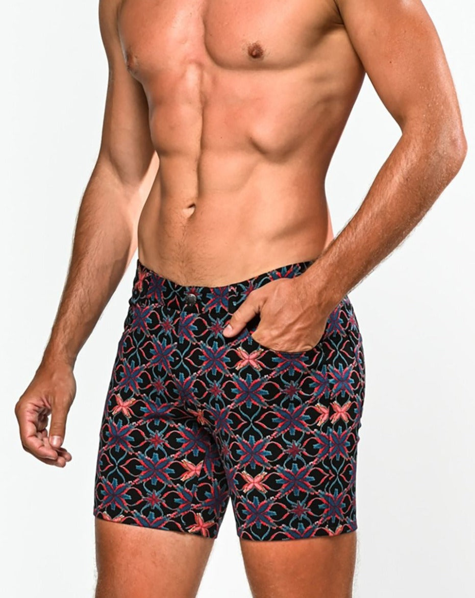 PRINTED STRETCH KNIT SHORT - DealByEthan.gay