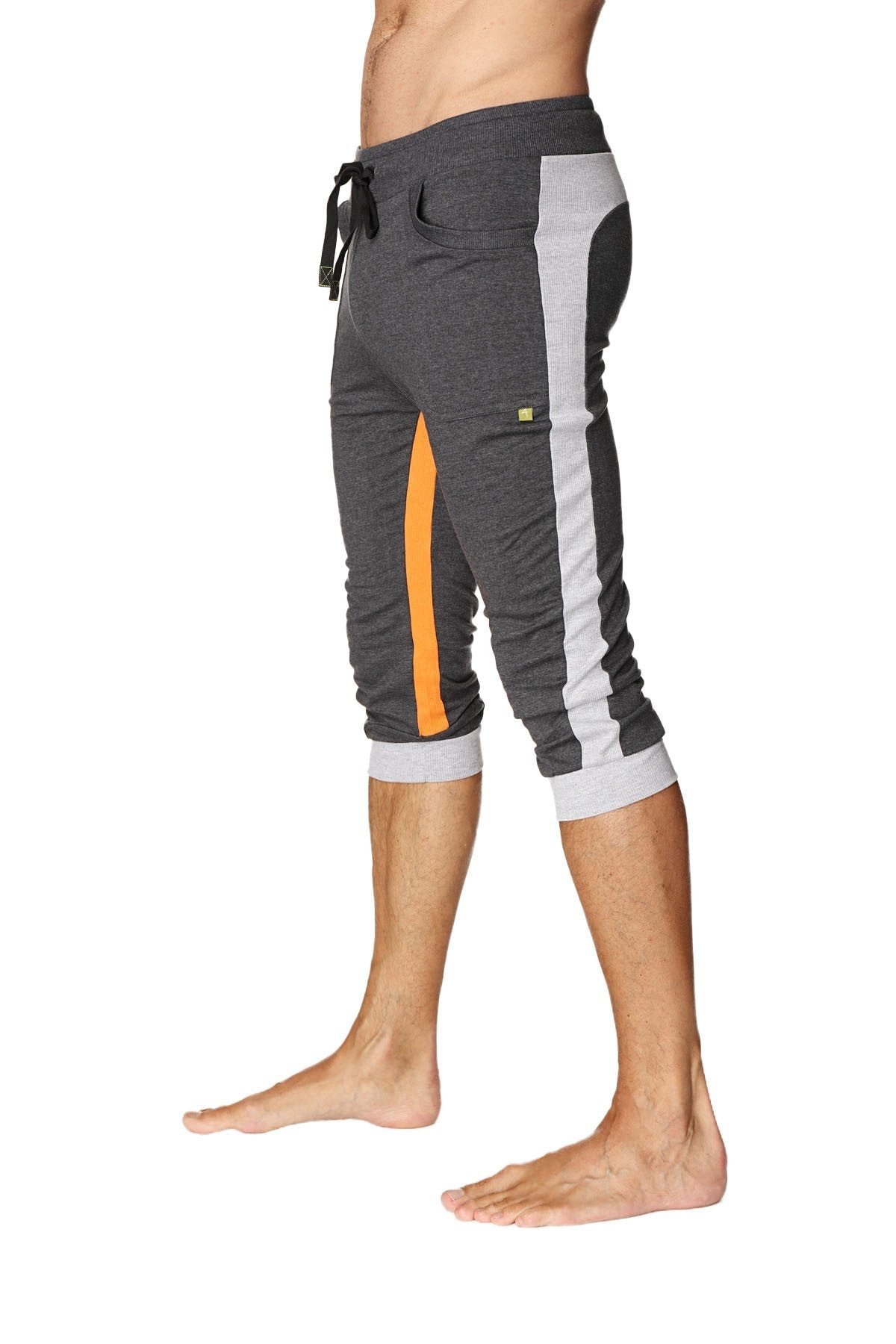 Ultra-Flex Tri-color Cuffed Yoga Pant (Charcoal w/Grey & Orange)